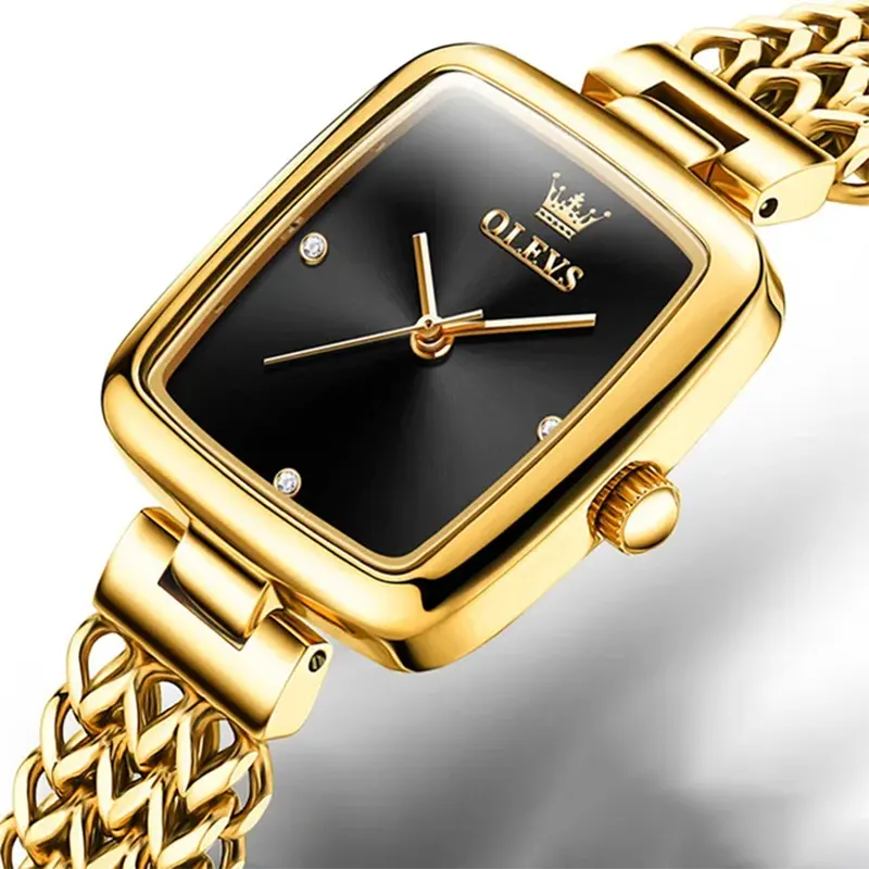 Olevs Quartz Black Dial Fashion Ladies Watch- 9948